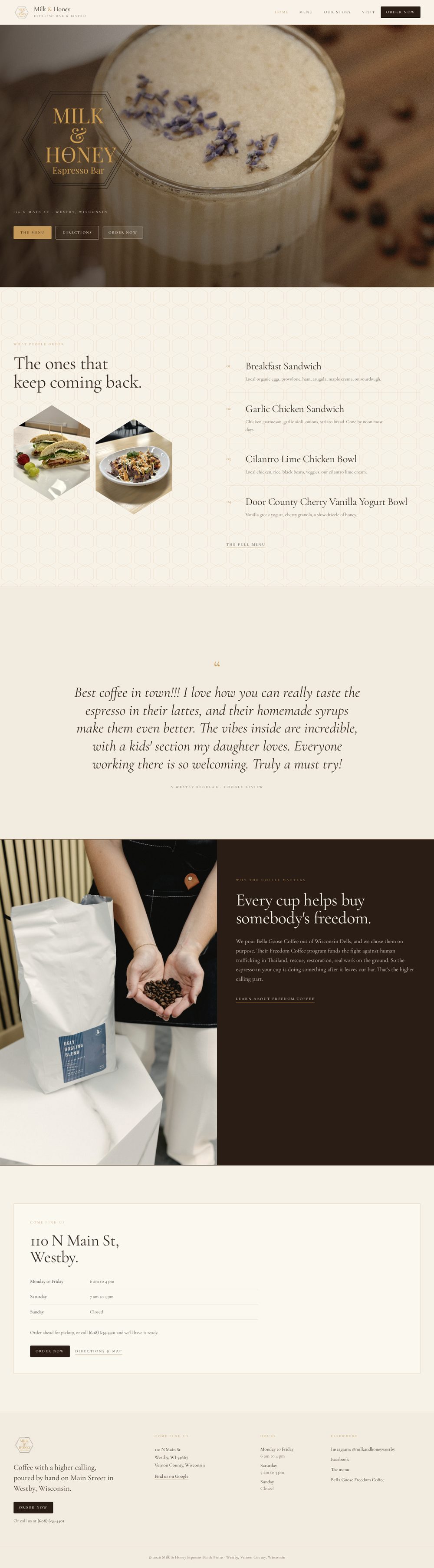 Espresso bar & bistro website preview