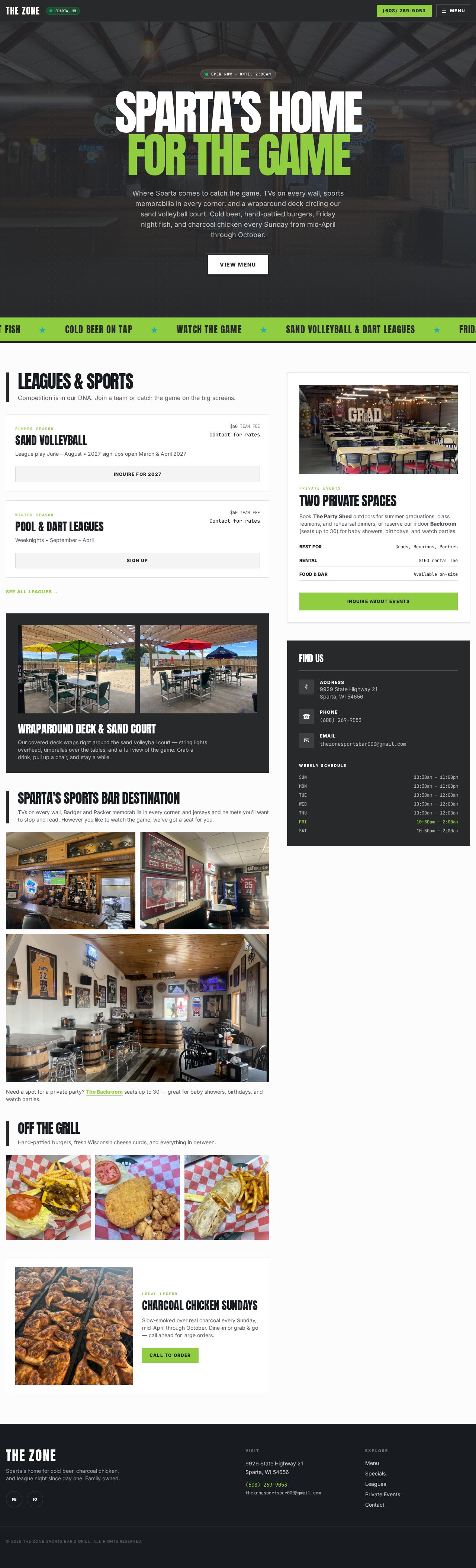 Bar & grill website preview